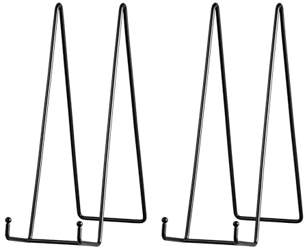Tincogo Tellerständer aus Metall Tellerhalter Tisch - Tischstaffelei für große und schwere Sammelteller, Bilderrahmen, Schilder, Gemälde und Kunstwerke - Schwarz - 2er-Set - Höhe: 30,5 cm