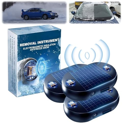 Elektromagnetischer Schneeräumungsapparat gegen Frost, Set von 3 elektromagnetischen Scheiben-Enteisern für Auto, Kinetische Molekularheizungen zum Enteisen von Auto-Windschutzscheiben (3STÜCK)
