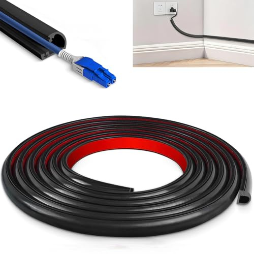 Cable Trunking Self-Adhesive Side Opening Mini Trunking 15x10mm 2m Black | Self-Adhesive Cable Channel for Home Office, Strong Adhesive, Easy Peel-and-Stick, Neat Cord Organiser, Paintable Surface