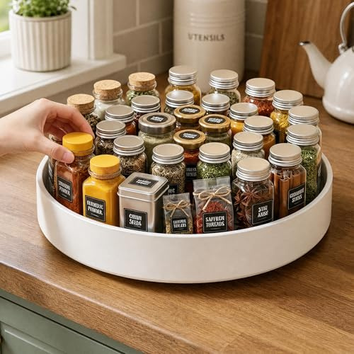 CTIME Drehteller Kühlschrank, 360° Drehbarer rutschfest 30cm | Kühlschrank Organizer Leicht zu reinigen für Gewürze, Schrank, Speisekammer, leicht zu reinigen, küche