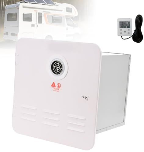 Calentador de Agua RV con Puerta, 65000 BTU Gas Propano Sin Tanque, Doble Salida Instantáneo 12V DC, Protección Anticongelante Cuatro Estaciones