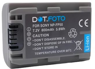 Dot.Foto NP-FP30, NP-FP50 Premium 7.2v / 800mAh Batterie Rechargeable pour Sony