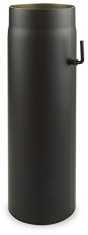 EWO Ofenrohr 150mm Durchmesser - Rauchrohr 50cm lang mit Drosselklappe (Schwarz) - Feuerrohr 2 mm Stahlblech - Kaminrohr mit Senotherm-Beschichtung - rußbeständig, frost- & tauwechselbeständig