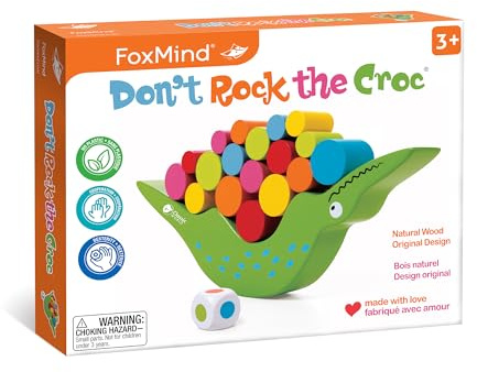 FoxMind Games : Don't Rock The Croc, Stacking and Balancing Building Blocks Kids Board Games for 3 Year Olds and up, Toddler Games, Gifts for 3 year Olds Boys and Girls