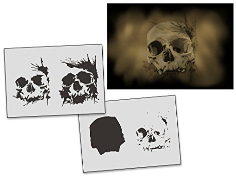 AS-312 Schädel Step by Step Airbrushschablone Größe M