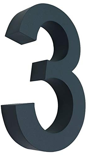 3D Hausnummer Nr.3 anthrazit RAL 7016 Edelstahl V2A rostfrei witterungsbeständig Höhe 20cm inkl. Montagematerial erhältlich 0 1 2 3 4 5 6 7 8 9 a b c d