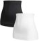 Herzmutter Bandeau abdominau Maternité pour Femme Enceinte - Lot de 2 Ceinture de Grossesse - Taille Haute - Chauffe-Reins - Extension de T-Shirt - 6300 (Noir/Blanc, L)