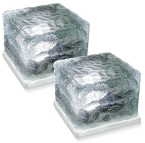 Eaxus® 2er Set LED Solar Leuchte Solar Cube - Eiswürfel als Wohnzimmer-Deko & Gartendeko