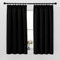 PONY DANCE Schwarze Gardinen mit Kräuselband Blickdicht 2er Set H 145 x B 140 cm Schlafzimmer/Kinderzimmer Vorhänge Verdunkelung Thermovorhang Hitzeschutz Verdunklungsgardine Kurz