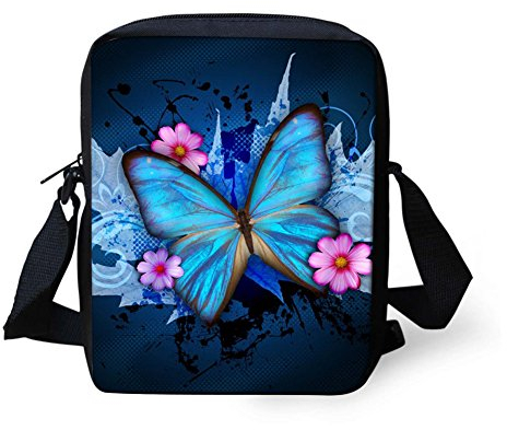 Binienty Kinder-Umhängetasche, kleine Umhängetasche, Handtasche, für Reisen, Schule, Wandern, schmetterling, Einheitsgröße