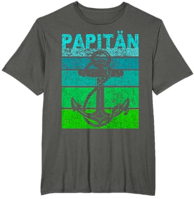 Papitän Vater Papa Kapitän Lustiger Retro Anker Vatertag T-Shirt