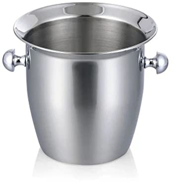 RONGJJ Champagnerkühler Matt-glänzend In Silber, Eiseimer Für Wein & Champagnerflaschen, Party, Hochzeit Mit Praktischen Griffen Und Abgießrand, 2L