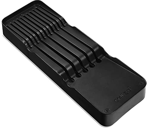 GMEZZO Knife Drawer Organizer Tray for Knives Knife Block Knifes Holder in kitchen drawer, Small, Black