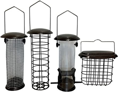 Selections Hammertone Style Hanging Bird Feeders Seed, Nut, Fatball & Suet Block - Pack of 4