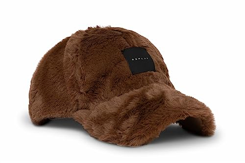 Replay Damen Cap Basecap aus Kunstfell, Brick Brown 060 (Braun), Onesize