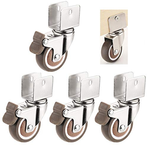 OITTo Leise 2-Zoll-Lenkrollen in U-Form, Splint-Möbelrollen, Krippen-Universalrolle, für kleine Karren, Möbel, Stühle (20 mm, Bremse)
