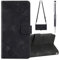 Grandoin Kompatibel mit Nokia G21/G11 Hülle mit Band, Handykette Handyhülle mit Band Lederhülle Klappbar Flip Case Tasche Magnet Kartenfach Handyband zum Umhängen Schutzhülle mit Kette (Schwarz)