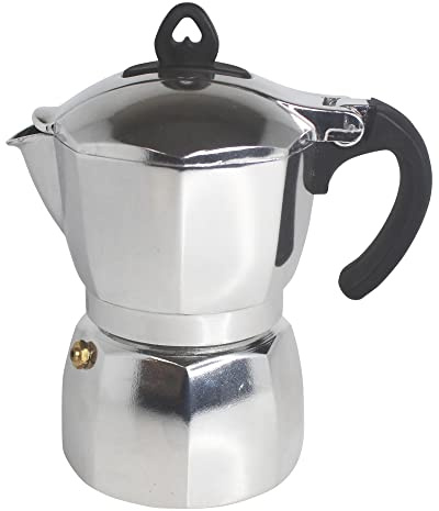 Imusa Cafetera de espresso para estufa de 3 tazas con perilla en forma de corazón