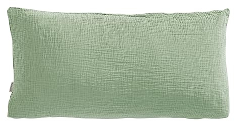 Pure Label Musselin Kopfkissenbezug 40x80 cm aus 100% Baumwolle - Traumhaft weiche, kuschelige Kissen-Sets in grün aus Musselin