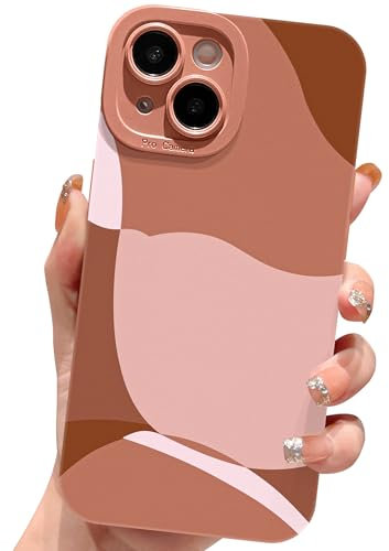 ECZOIL Compatible with iPhone 15 Plus Case 6.7 Inch,cute painted art lens protective slim soft TPU Shockproof phone case for iPhone 15 Plus for women girl-Brown