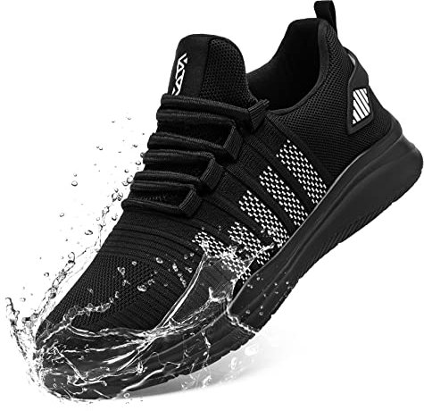FLOWING PLUME Wasserdicht Laufschuhe Damen Sportschuhe Leicht Turnschuhe Running Schuhe Walkingschuhe Atmungsaktiv Joggingschuhe Fitness Sneaker (Schwarz Weiß,38EU)