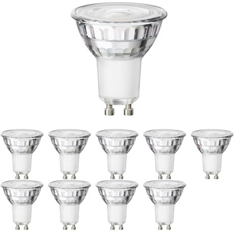ledscom.de 10 Stück GU10 LED Leuchtmittel, PAR16, warmweiß (2800 K), 7,6 W, 1103 lm, 33° Reflektorspiegel (silber) EEK C