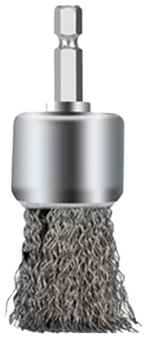 YOBOKO Hexagonal Handle Wire Brush Metal Rust Removal Brush Wood Rod Bowl Wire Wheel Electric Drill Grinding Copper Wire Brush Cleaning Hard Paint Heavy Dirt (30MM, Wire Brush)