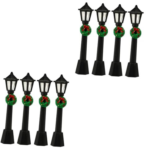 Amosfun 8pcs Miniature Street Lamp Christmas Decorations Vintage House Decor Outdoor Indoor