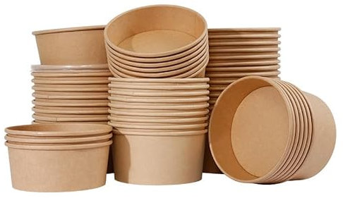 Disposable Kraft Bowls Takeaway Bowls Salad and Lid, Food Containers 50 100 300 Pack, Brown Container with Lids for Hot Cold Food Dessert Snacks (50,1080ml)