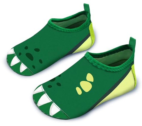 Kids Water Shoes Boys Toddles Baby Beach Swim Shoes Aqua Pool Swimming Socks Quick Dry Non-Slip（Dinosaurs Paw Green 24/25）
