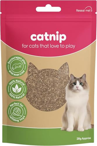 Navoys Natural Catnip 100% Natural Catnip for Cats & Kittens 28g – Premium Dried Cat Mint, Loose Leaf Herb for Play, Enrichment & Stimulation, Cat Toys Refill, UK