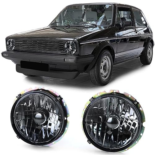 Klarglas Scheinwerfer Set Schwarz Smoke für VW Golf 1 + Cabrio 1974-1993