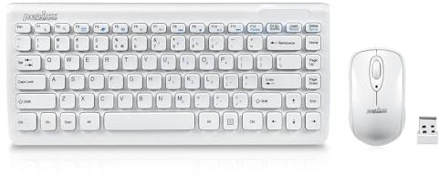 Perixx PERIDUO-707W PLUS, Wireless Mini Keyboard and Mouse Combo - Piano White - 12.60x5.55x0.98
