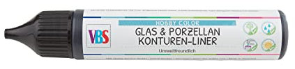 VBS Glas- & Porzellankonturen-Liner, 28ml Schwarz