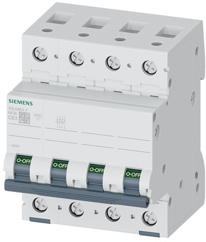 Siemens 5SL6 Miniaturüberlastschalter Typ C, Pol 3-polig 63A 400V ac, Abschaltvermögen 6 kA SENTRON 72 V dc