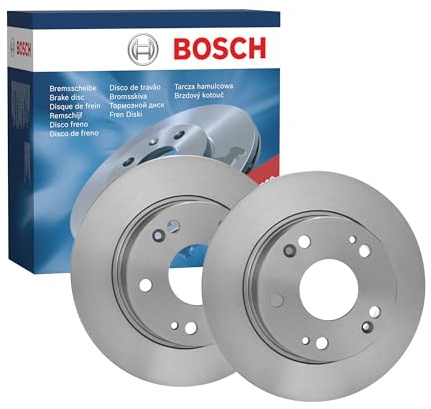 Bosch BD1284 Brake Disc Set - 260 mm Solid Discs - Rear Axle - ECE-R90 Certified - Reliable Braking, Stable Performance, Corrosion Protection - 1 Set of 2 Discs