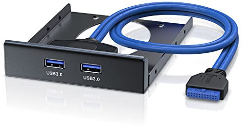 CSL - Panneau Avant USB 3.2 Gen1 Super Speed Pour Lecteurs 3,5 Pouce - HUB Face Avant Jusqu'à 5Gb/s - Rétrocompatible Avec USB 1.1 et 2.0 - PC et Mac - Noir