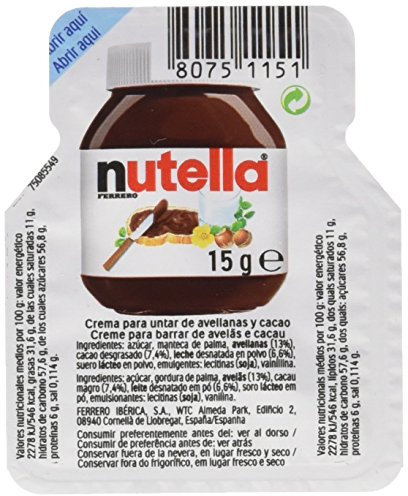 Nutella Crema Avellana - Paquete de 60 x 15 gr - Total: 900 gr