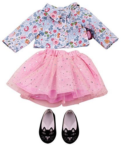 Götz 3402676 Kombi Glitzerblume - 4-teiliges Bekleidungsset Gr. XL für Stehpuppen mit Einer Größe von 45 - 50 cm