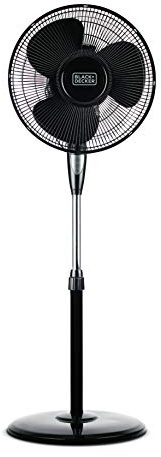 BLACK+DECKER 16 Standing Oscillating Pedestal Fan with Remote, 90-Degree Oscillation, 3 Speed Settings, Adjustable Height, Timer, 30-Degree Tilt, BFSR16B, Black