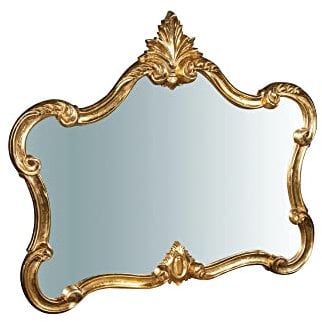 Biscottini Barock Spiegel Gold groß 82x5x71 cm Made in Italy | Badezimmer Spiegel landhausstil | Spiegel Wand mit Holz Rahmen | Wandspiegel Gold