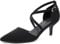 Greatonu Womens Ladies Pointed Toe Court Shoes Cross Strap Kitten Mid Low Heel Wedding Bridal Pumps Black UK 5