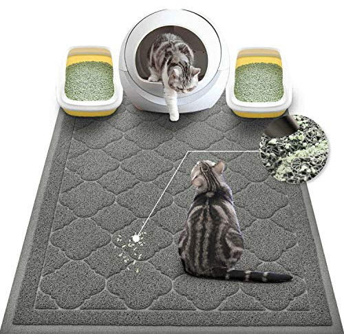 WePet Katzentoiletten-Matte, Kitty Premium PVC-Pad, langlebiger Fangteppich, phthalatfrei, urinbeständig, Streukontrolle, XXL 120 x 91 cm, Grau