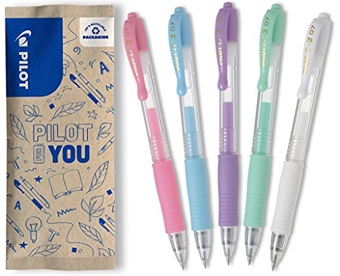 PILOT G2, Gelschreiber, (Pastellpink, -blau, -violett, -grün, Weiß), 1 stück (5er Pack)