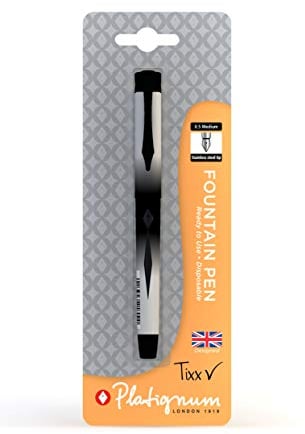 Platignum Tixx Black Fountain Pen [Pack of 1] 2000 Metre Writing Length [Ref: 50506]