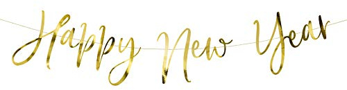 Miss Lovely Party-Girlande Happy New Year in Gold Spiegel-Glanz-Optik - Silvester-Girlande Party-Dekoration Neujahr Feier Jahres-Wechsel Raum-Deko