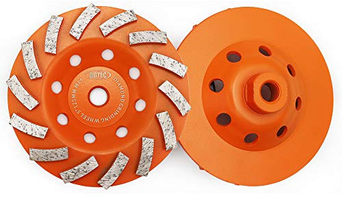 Mole abrasive per calcestruzzo e muratura, BGTEC 2 pezzi 125 mm Disco diamantato 14 segmenti diamantati turbo con albero M14