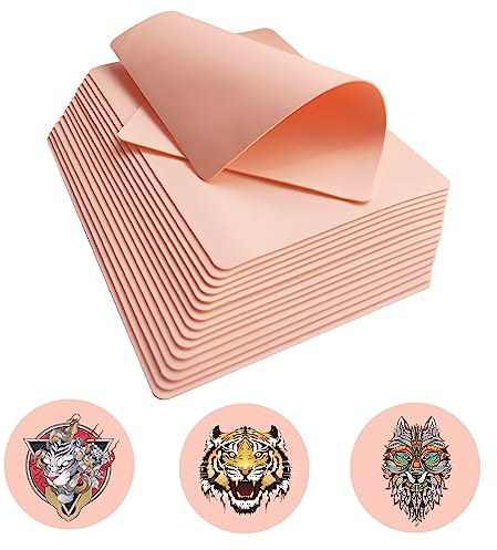 PIXESTT 15 Piezas Piel Sintetica Tatuaje, Piel de Tatuaje de Doble Cara para el Kit de Tatuajes, La Piel Sintética Profesional es Adecuada para Práctica-14,5 cm * 19 cm * 1,5mm