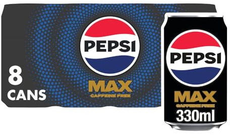 Pepsi Max No Caffeine & No Sugar Soft Drinks, 8 x 330ml