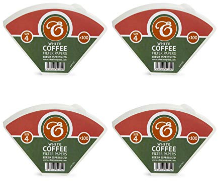 400 Size 4 Coffee Filter Paper Cones, White by EDESIA ESPRESS